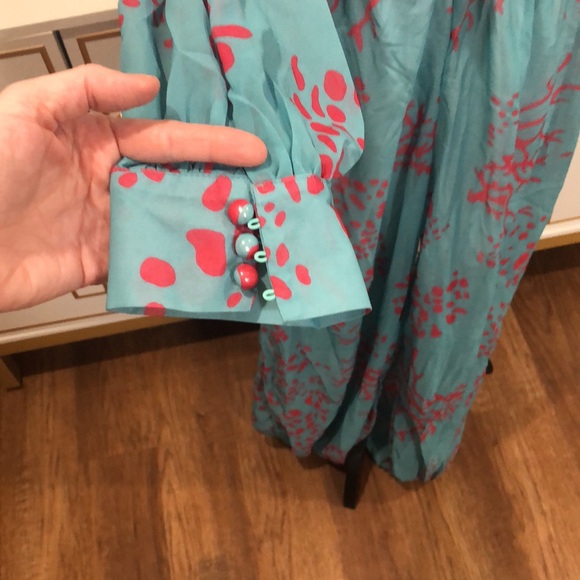 Aqua Coral Print Jumpsuit - Picture 3 of 7